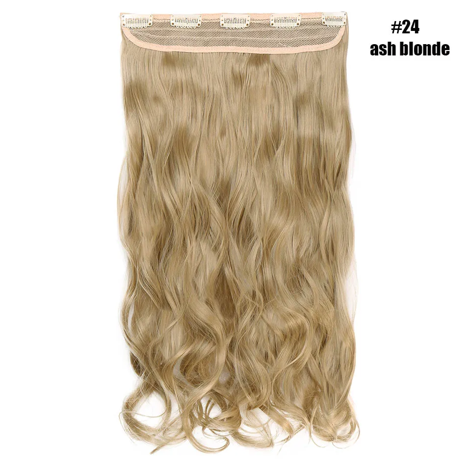 ash blonde S-noilite 2" волосы синтетические на зажимах в одной части длинные волнистые вьющиеся женские волосы 5 заколки для волос расширение розовый красный белый серый - Цвет: ash blonde