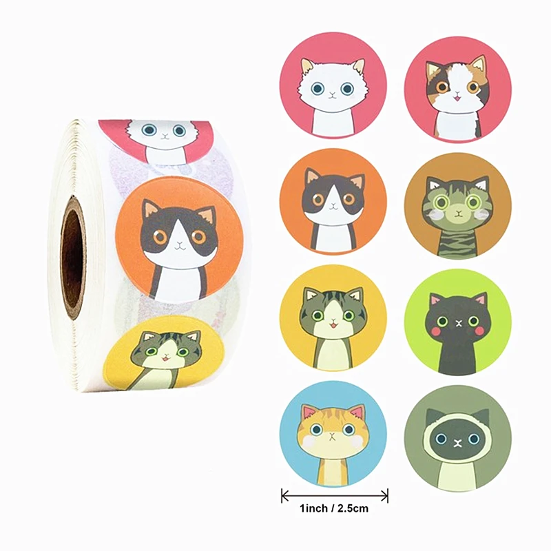 

100-500Pcs Kawaii Cat Thank You Stickers Business Stickers Adhesive Labels for Business Boutiques Wrapping Supplies