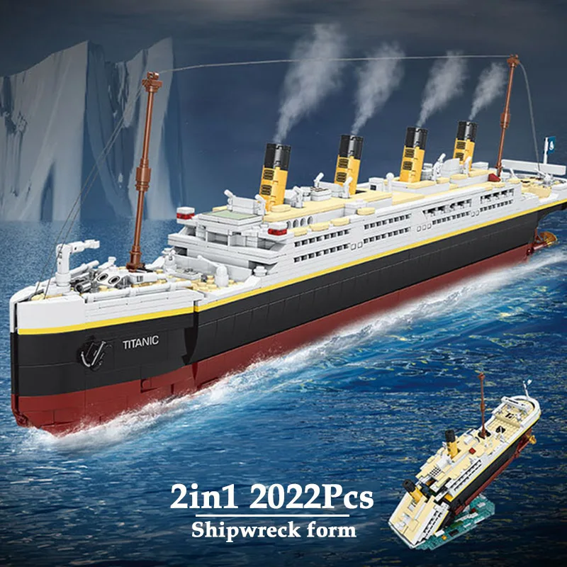 

Креативные 2022 шт 2в1 гигантские титанические модели круизных лодок строительные блоки город кино корабль кирпичи украшения MOC игрушки подар...