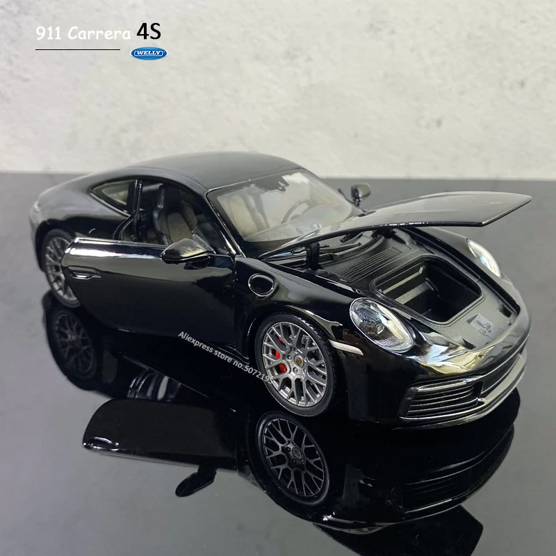 Модель автомобиля Welly 1:24 Porsche 911 carsierra 4s Спортивная Игрушечная модель из черного