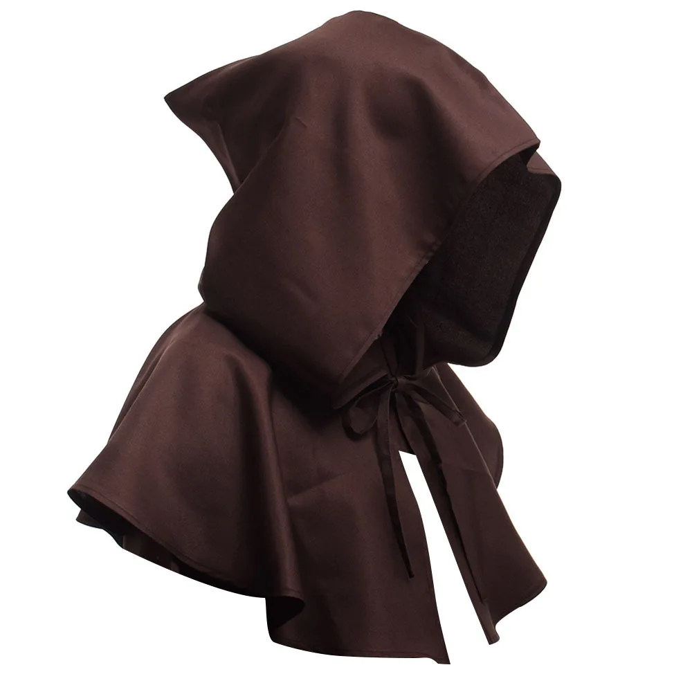 Men Medieval Costume Renaissance Hood Polyester Capelet Larp Mantle Hat | Дом и сад