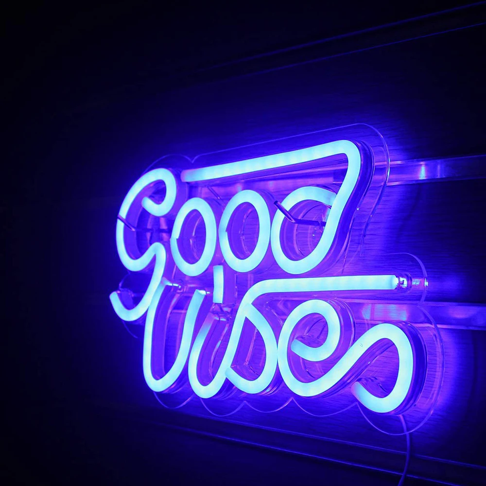 Светодиодный неоновый светильник s-знаки декор Good Vibes неоновая вывеска для
