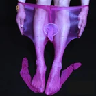 Тонкие блестящие колготки в горошек унисекс 1D, мужские колготки для пениса, горячие брюки, нейлоновые леггинсы без промежности, женские чулки