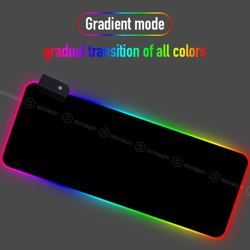Игровой коврик для мыши Sovawin RGB 80x30 см нескользящий компьютерный со светодиодной