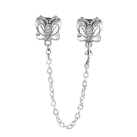 925 sterling silver safety chain animal cz zircon butterfly pendant diy jewelry making for original pandora bracelet