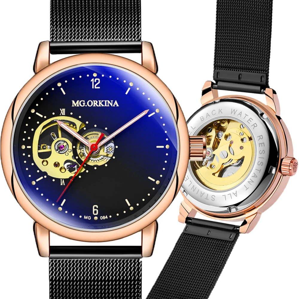 Часы мужские водонепроницаемые механические из нержавеющей стали с