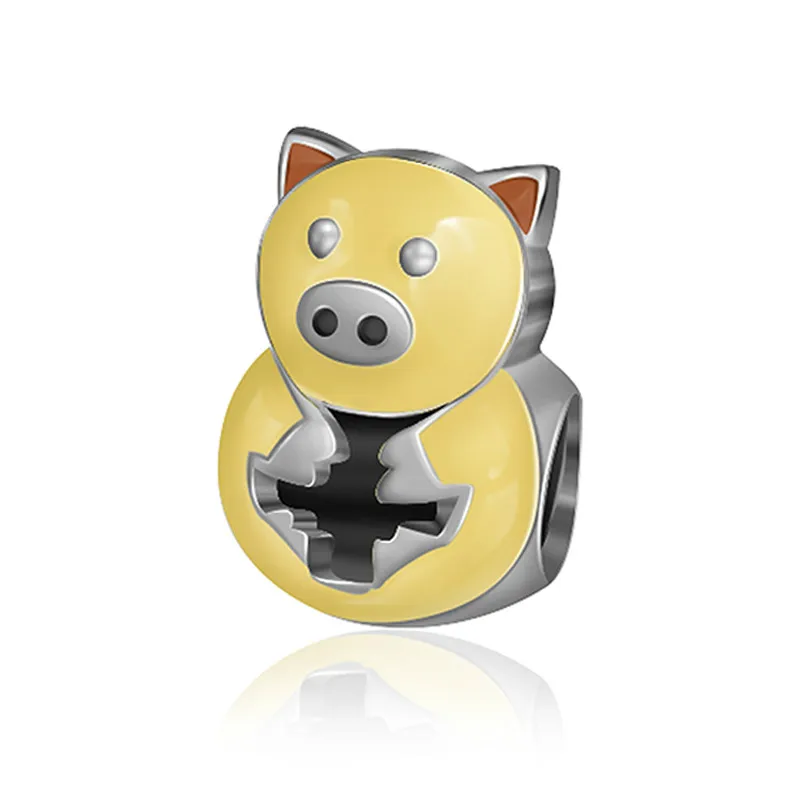

NEW 100% 925 Sterling Silver Charm 1:1 Original Authentic Classic Pig Of The Zodiac Retro Elegant Women Bead DIY Jewelry Gift