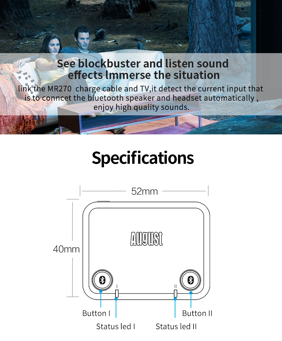 AptX с низкой задержкой оптический аудио Bluetooth передатчик для ТВ беспроводной аудио адаптер для двойных наушников или динамиков MR270