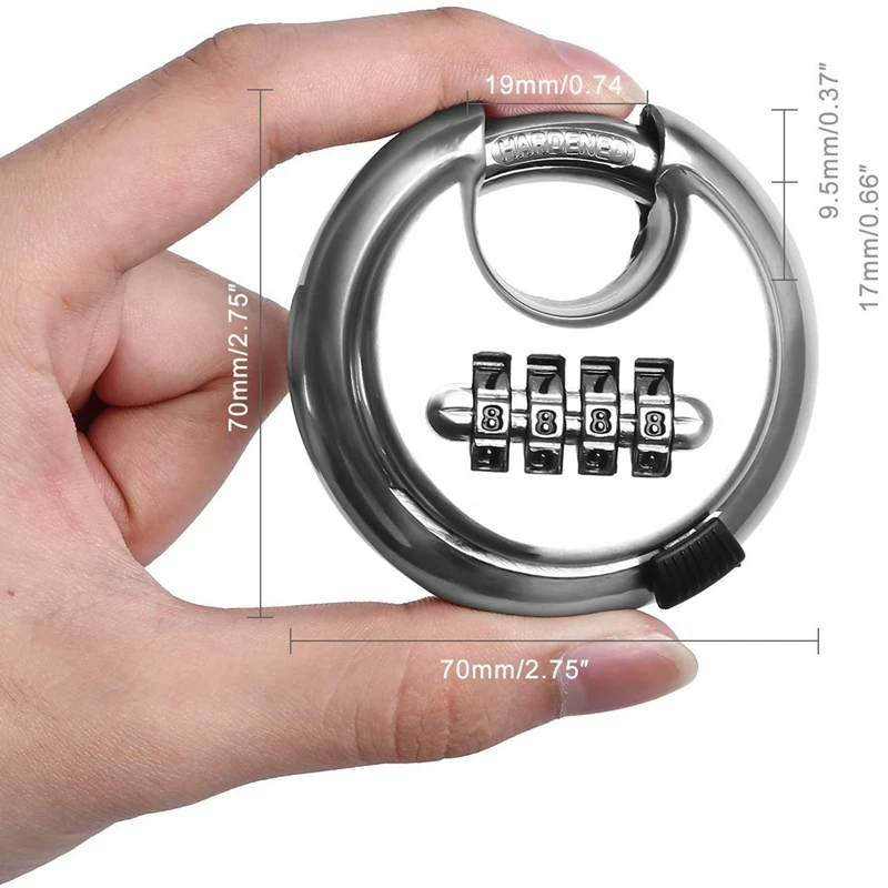 4-разрядный Комбинации диск замок с закаленными Сталь дужка серебряным замком