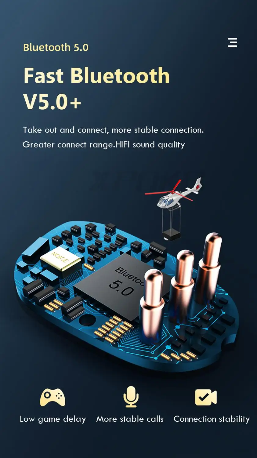 Беспроводные наушники TWS с Bluetooth зарядным устройством Hi Fi вкладыши Спортивная