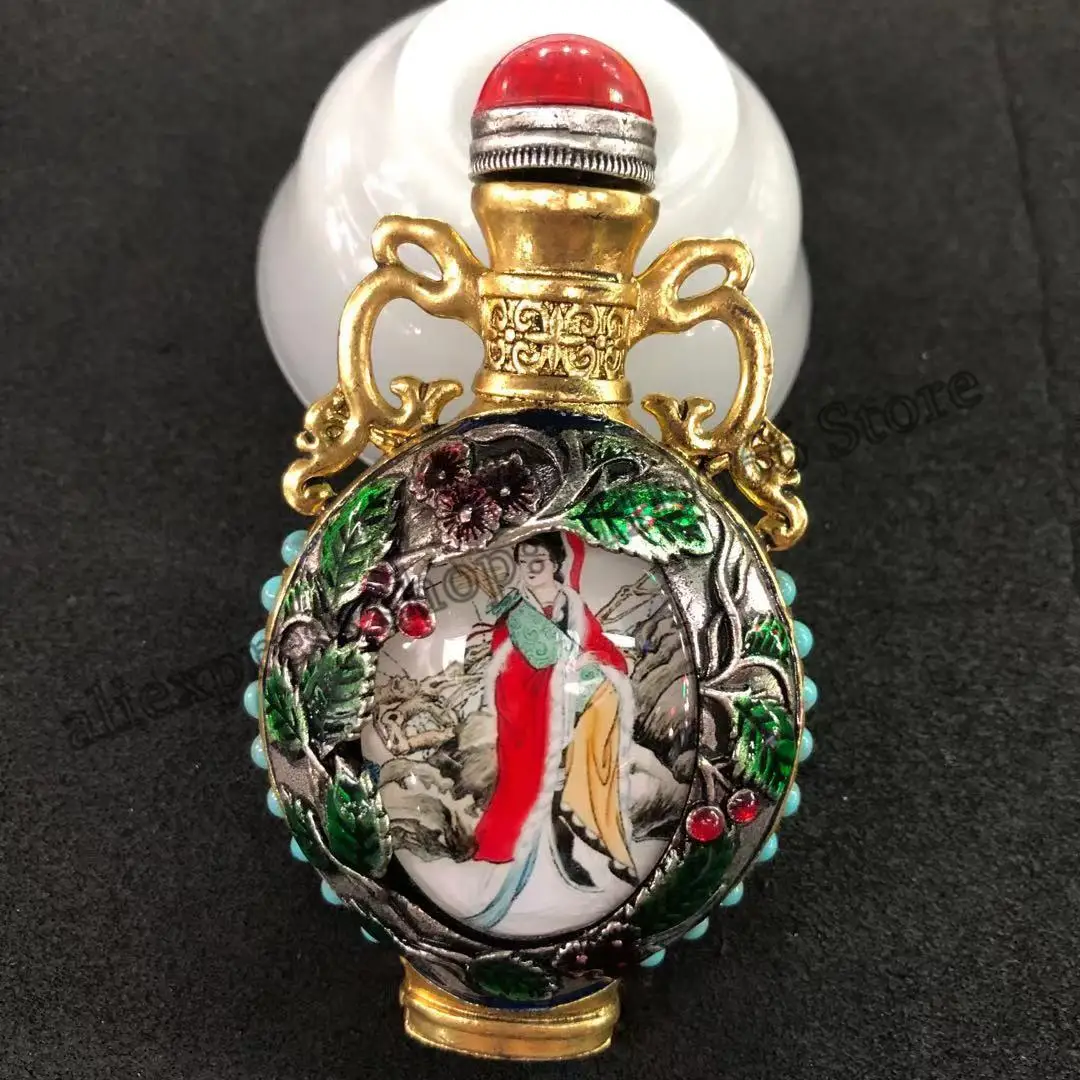 

Ручная медная бутылка для табака, украшение мебели, инкрустированная вручную бутылка для табака с драгоценным камнем