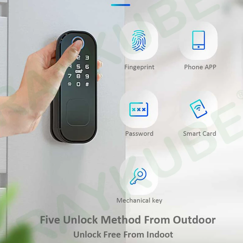 Электронный дверной замок Fingeprint/Code/Пароль/Bluetooth TT APP с шлюзом Wi-Fi Bluetooth бесключевой
