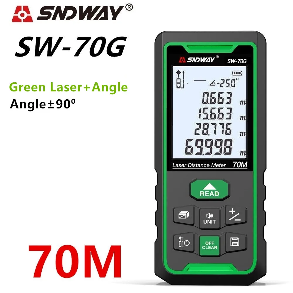 SW-G70 70M SNDWAY Trena лазерный дальномер рулетка Ангел Линейка рулетка лазерный фонарь рулетка - Цвет: SW-G70 70M