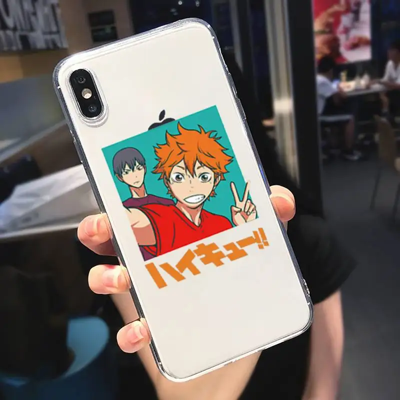 

Haikyuu Hinata attacks Anime Haikyuu Phone Case Transparent soft For iphone 5 5s 5c se 6 6s 7 8 11 12 plus mini x xs xr pro max