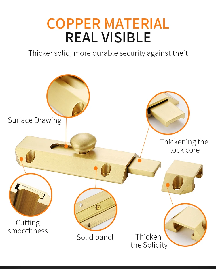 JZPENG утолщенная настенная дверная защелка из чистой меди медная вилла дверной
