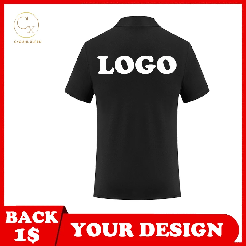 

Polo shirt DIY 8-color polo shirt custom logo Pure cotton lapel printing DIY brand text custom printing logo