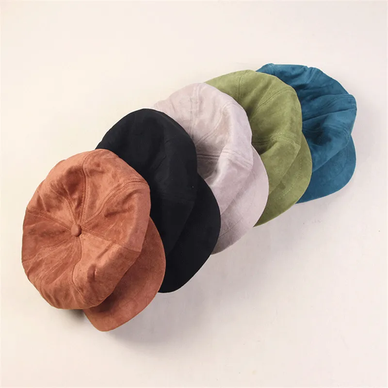 Осенне-зимний новый стиль однотонный берет на утином языке Повседневная