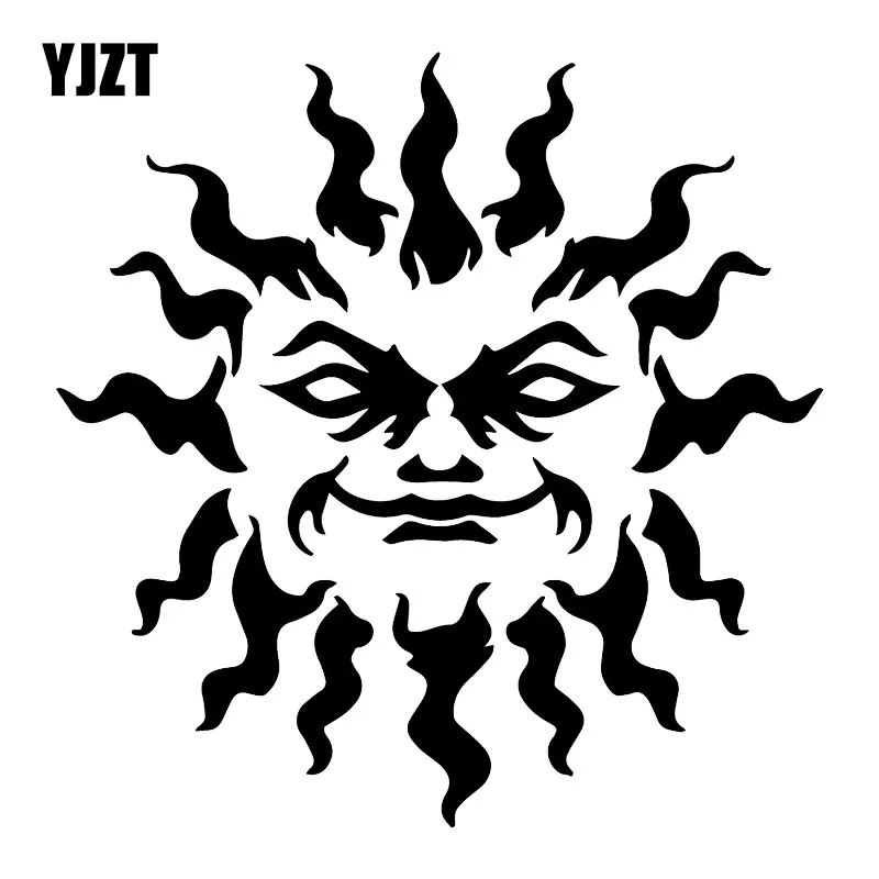

YJZT 16.5X16.7CM Tribal Sun Face Angry Car Sticker Decoraiton Cartoon Vinyl Decals C25-1059