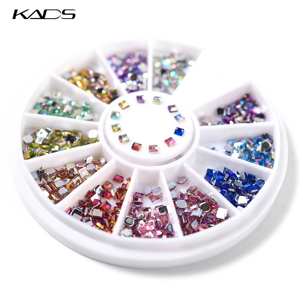 НОВЫЙ AB 2X2 мм Площадь Искусство Ногтей Декорация Горный Хрусталь 600 ШТ. в 12 Цвет