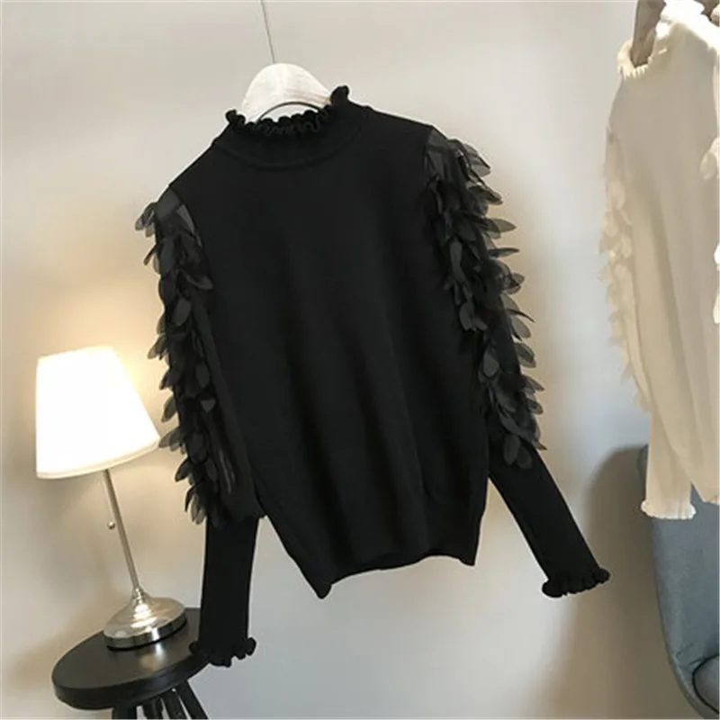 Свитер женский трикотажный с рукавами-фонариками на весну и осень | Женская