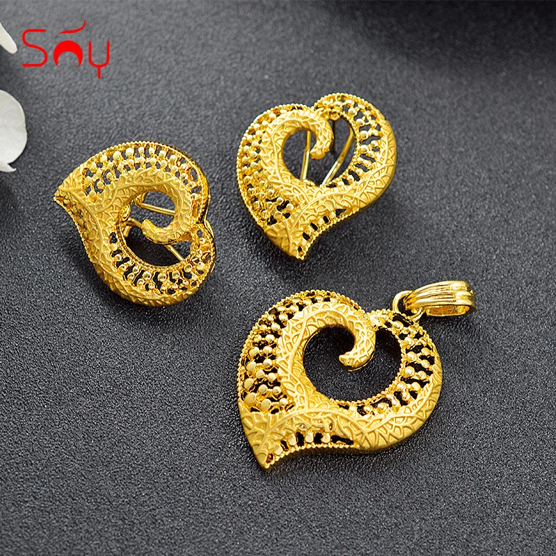Sunny Jewelry СЕРДЦЕ набор украшений для женщин серьги кулон ожерелье большой
