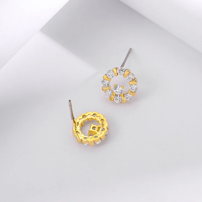 

Cytheria fashion simple round golden rhinestone zircon stud earrings women accessories jewelry gifts