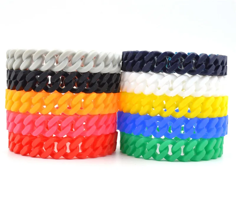 

Personality Silicone Bracelet Colour Chain Bracelet Cuban Bracelet Hip Hop Jewelry Men Women Party Bracelet Gifts Jewelry