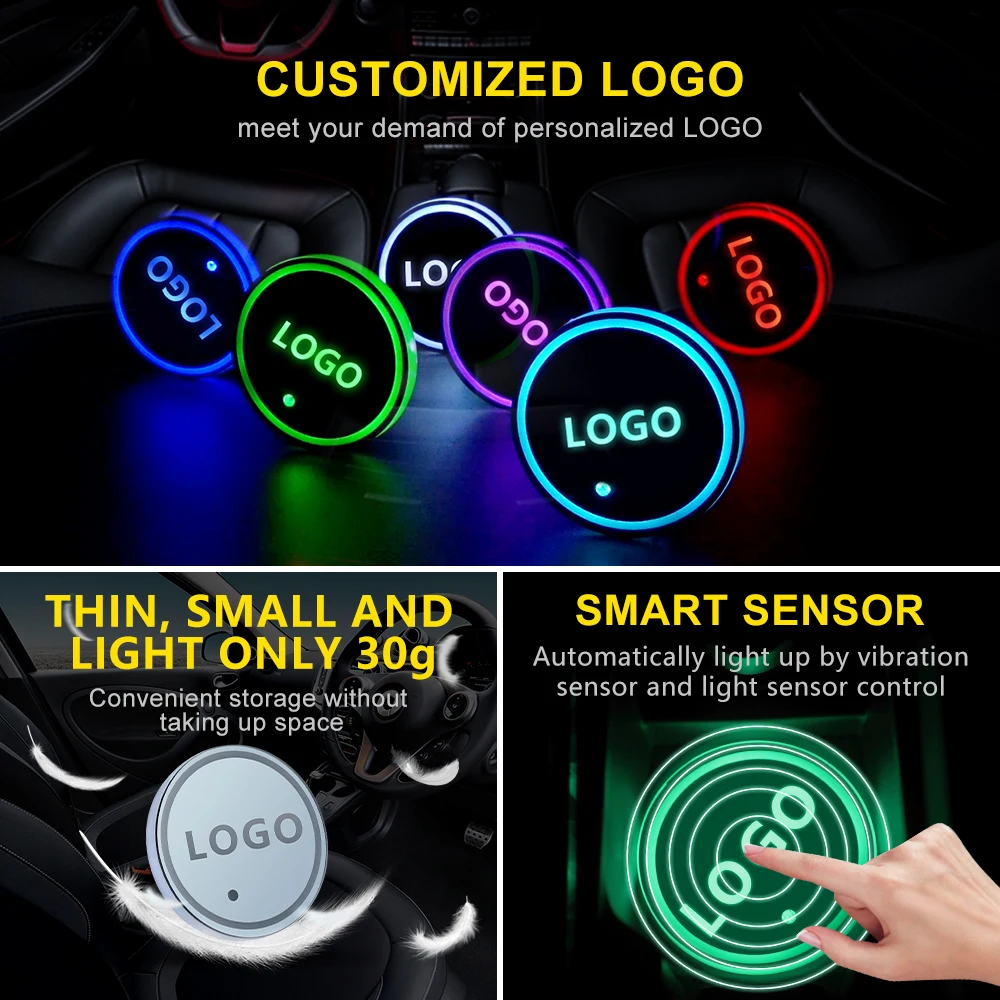2 шт. светодиодный светильник автомобильные брелки с логотипом циновка чашки для