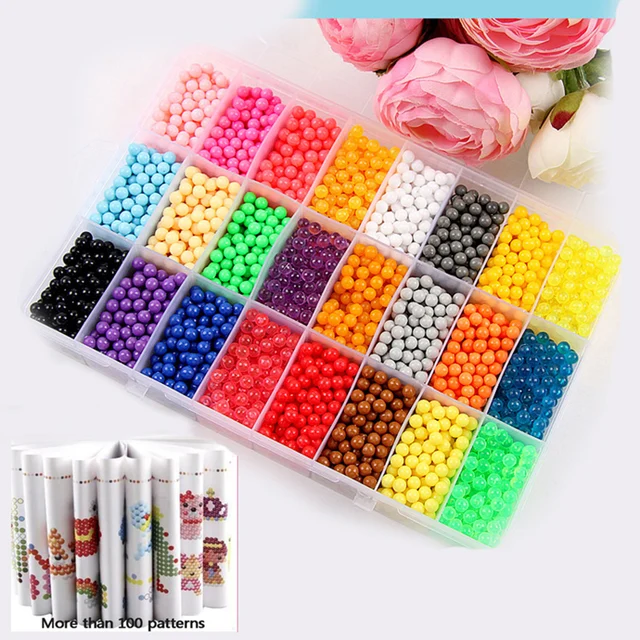 25600pcs Montessori 36 Colors Refill Beads Puzzle Crystal DIY Water Spray  Beads Set Ball Games Handmade Magic Toys for Children