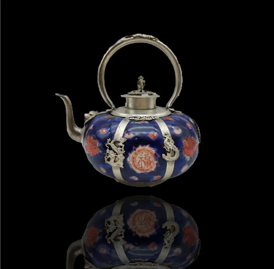 Медный фарфоровый горшок с покрытием из белой меди медный и чайная церемония |