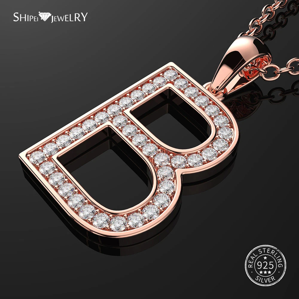 Женское и мужское ожерелье Shipei кулон из серебра 100% пробы с буквами инициала