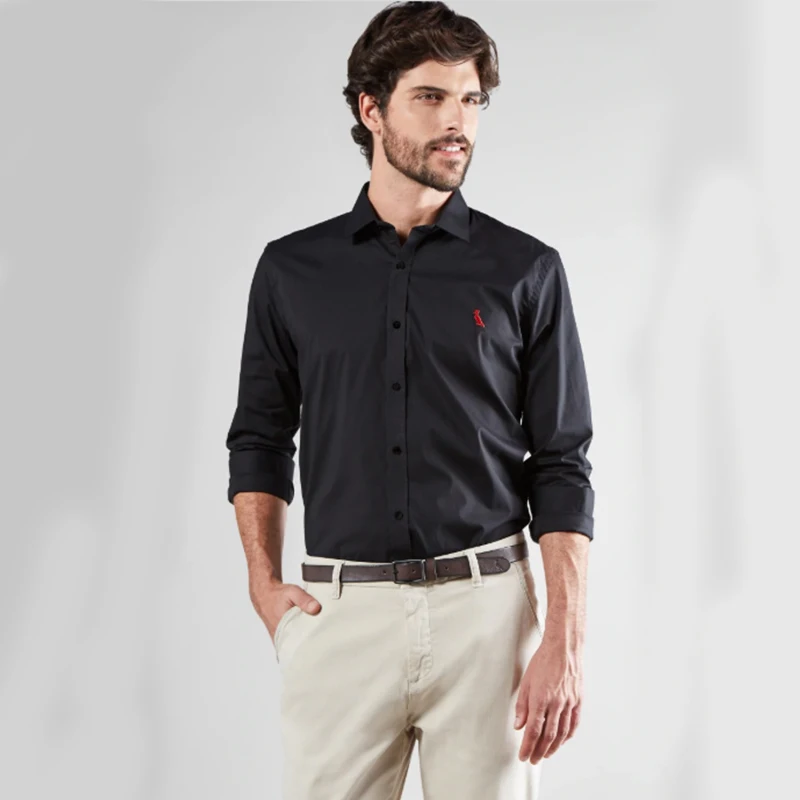 Business 2021 Shirts New Business Man Long Sleeve Work Camisa Slim Fit Attire Cotton Bird Logo Men Dress Shirt