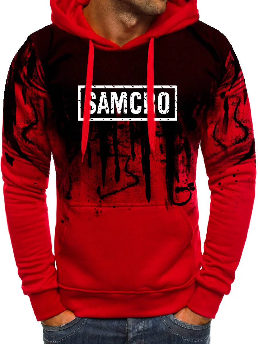 

SOA Sons of anarchy the child SAMCRO Men Gradient Hoodies Male Casual Sweatshirt Winter Fleece Fashion Hip Hop Warm Hoody