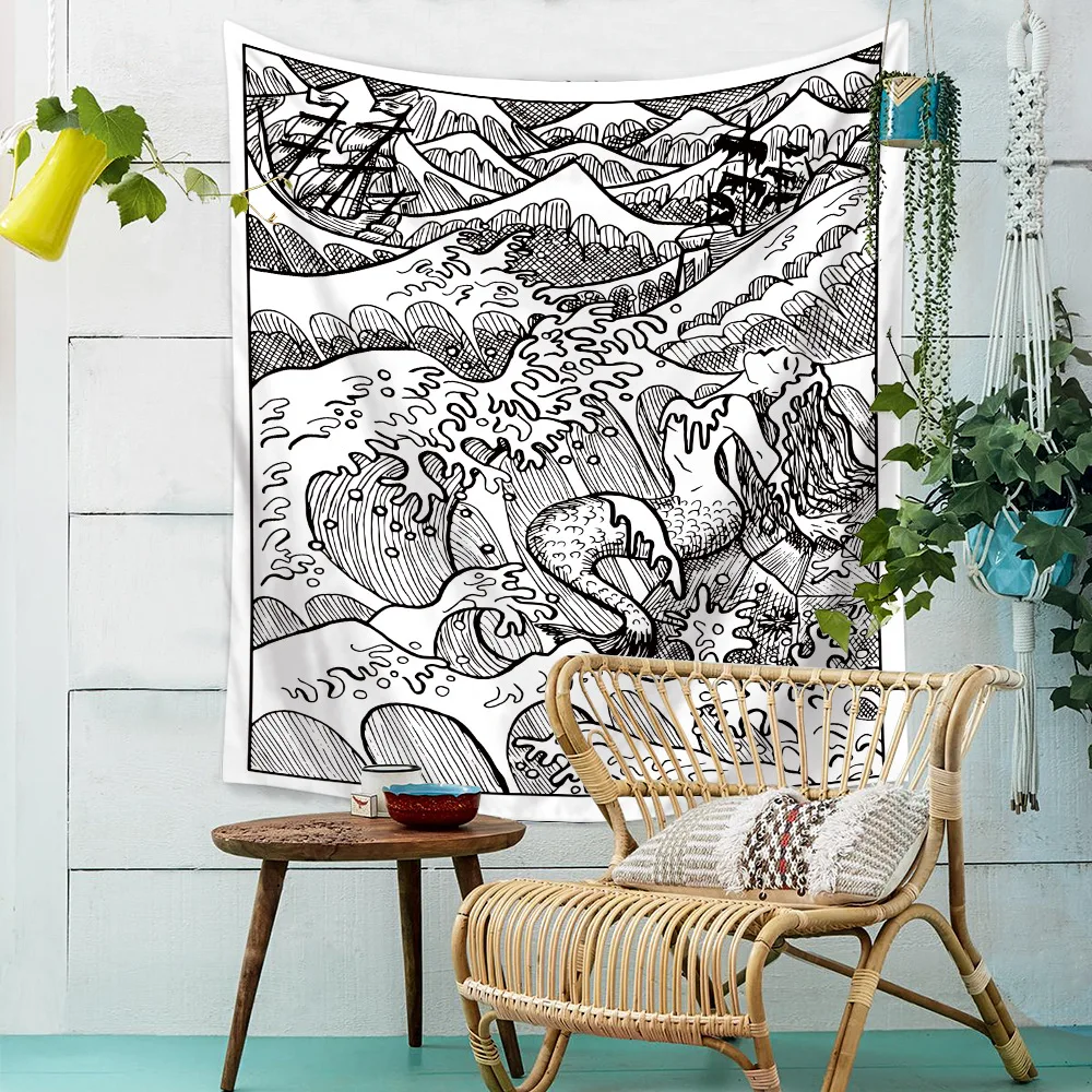 Черные цветочные картины гобелен Черный и белый фоны для фотографирования