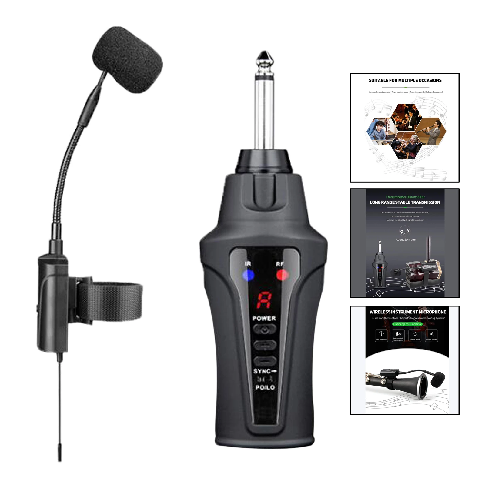 

Wireless Flute Instruments Microphone 16CH Lavalier Mic Condenser Micophone