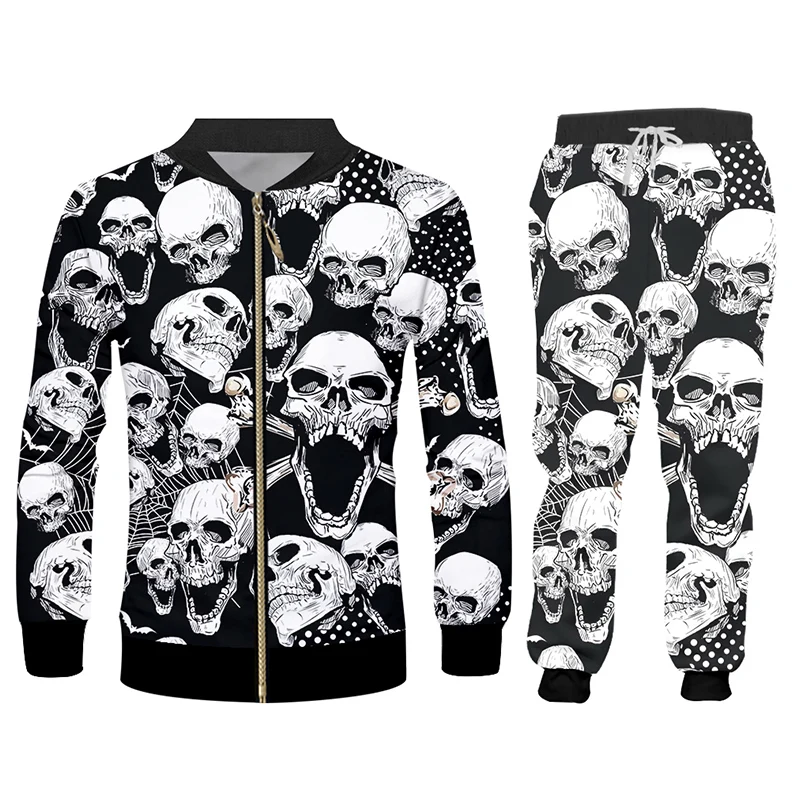 

IFPD 3D BlackJogging Pants And Jackts Men's Set Hip Hop Skull Print Tracksuits Streetwear wholesale lots bulk bundles sportwear