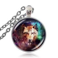 karairis 25mm cabochon pendant necklaces dog wolf pet fashion animal art glass cabochon necklace woman man girls jewelry gift