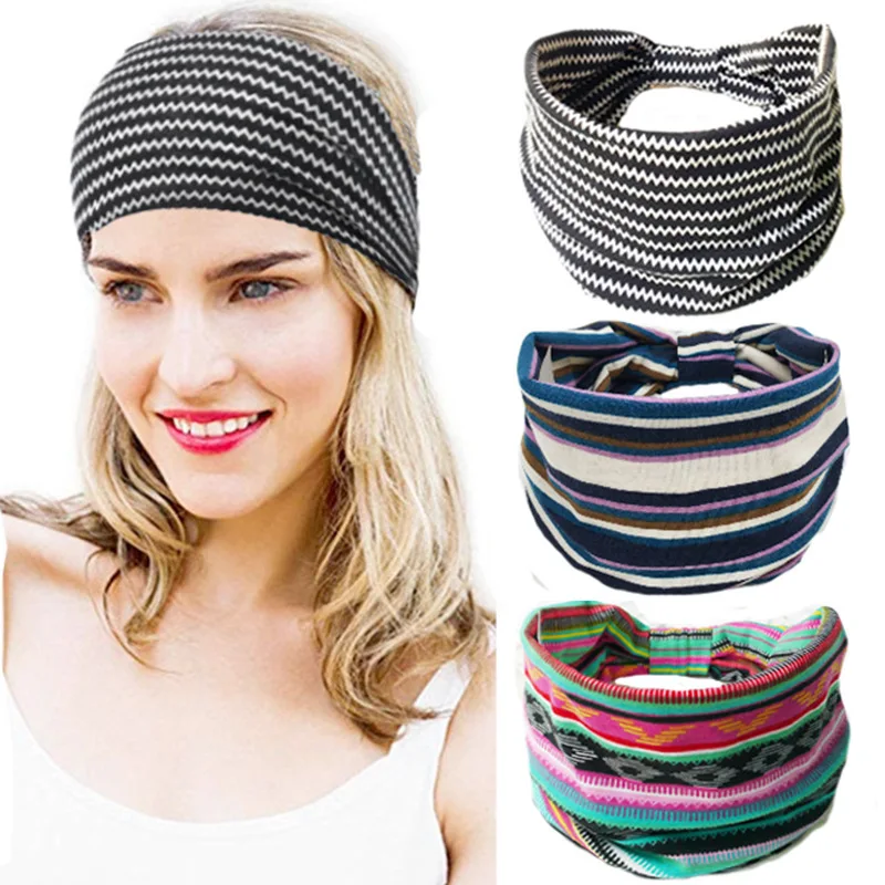 

Bohemian Wide Cotton Stretch Headbands Women Headwrap Turban Headwear Bandage Hairbands bandanna Wide Headbands Hair Accessories