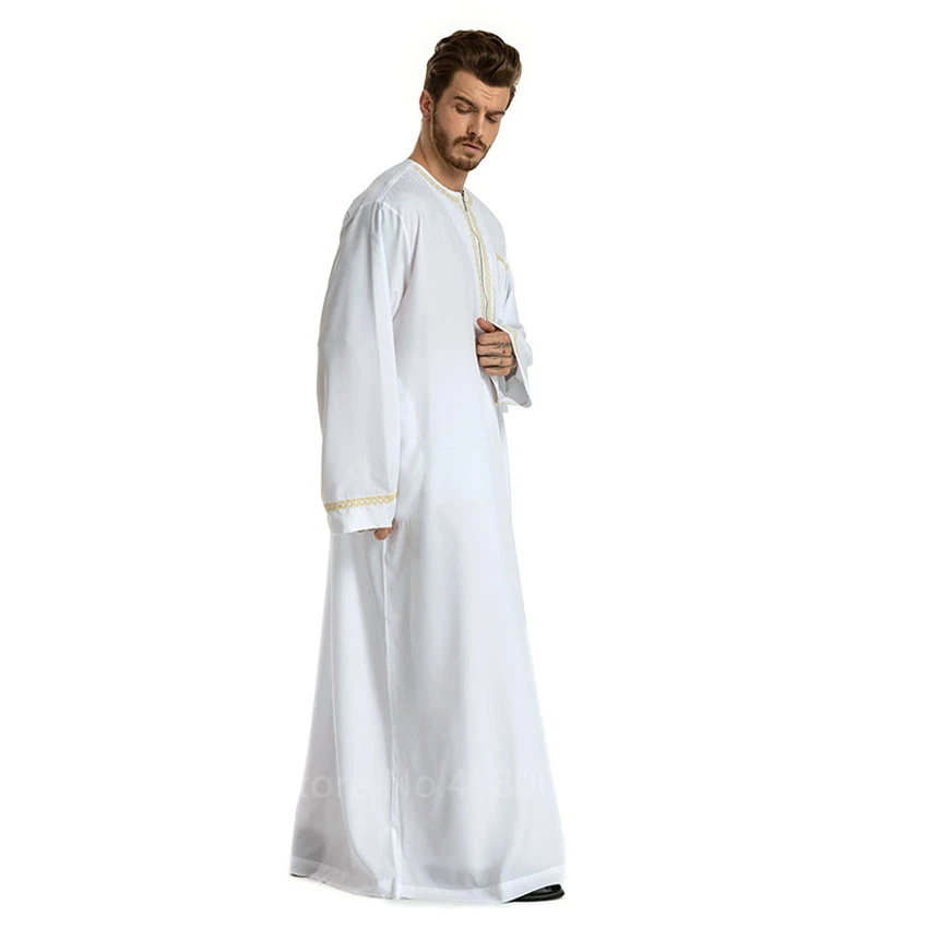 

3XL Muslim Abaya for Men Middle East Long Robes Jubba Thobe Kaftan Arab Dubai Adult Long Sleeve Islamic Clothing Scarf Plus Size