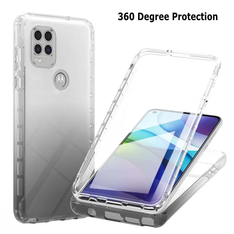 

360 Case for Motorola Moto G100 G20 G30 G60 G9 Power G Stylus Play 2021 Edge S PET Gradient Transparent Front Back Protect Cover