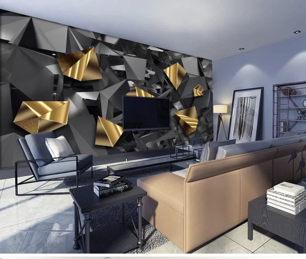 Прямая поставка 3D геометрическая рельефная стена Золотой шахты промышленный