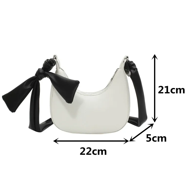 

Brand Designer Half Moon Armpit Bags for Women 2021 New Pu Leather Dumpling Crossbody Bag Ladies Bow-knot Strap Shoulder Handbag
