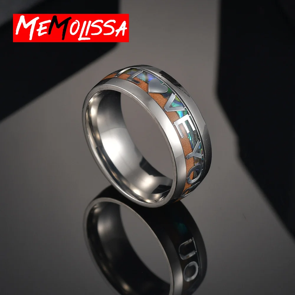 Романтические деревянные кольца из нержавеющей стали с надписью I Love You для пары