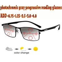 photochromic gray progressive multifocal reading glasses business women halfrim frame tr90 1 0 1 5 1 75 2 0 2 5 3 3 5 4