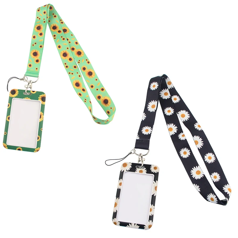 

LX520 Daisy Sunflower Card Set Lanyard For Keys Mobile Phone Hang Rope Keycord USB ID Card Badge Holder Keychain DIY Lanyards