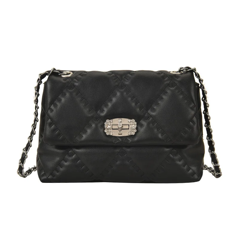 

European and American Women's Rhinestone Buckle Rhombic Chain Bag for Fall/winter 2021 New Handbag Fashion Trendy Messenger Bag