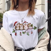 womens clothing merry christmas print t shirt new lovely bear harajuku short sleeve t shirt white suitable all seasons tshirts