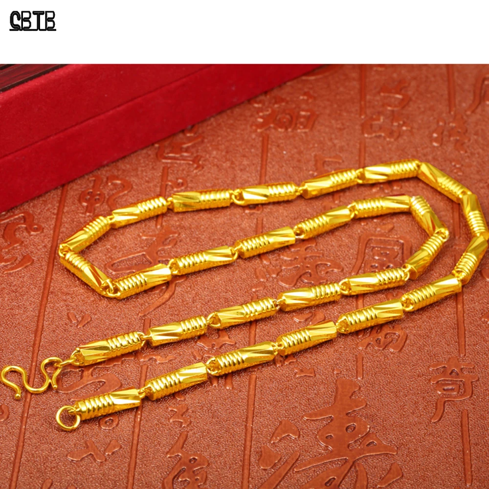 

Модное классическое мужское ожерелье из бамбука, позолоченное ожерелье из чистой латуни, ювелирное изделие с покрытием 24-каратным золотом, подарок, оптовая продажа