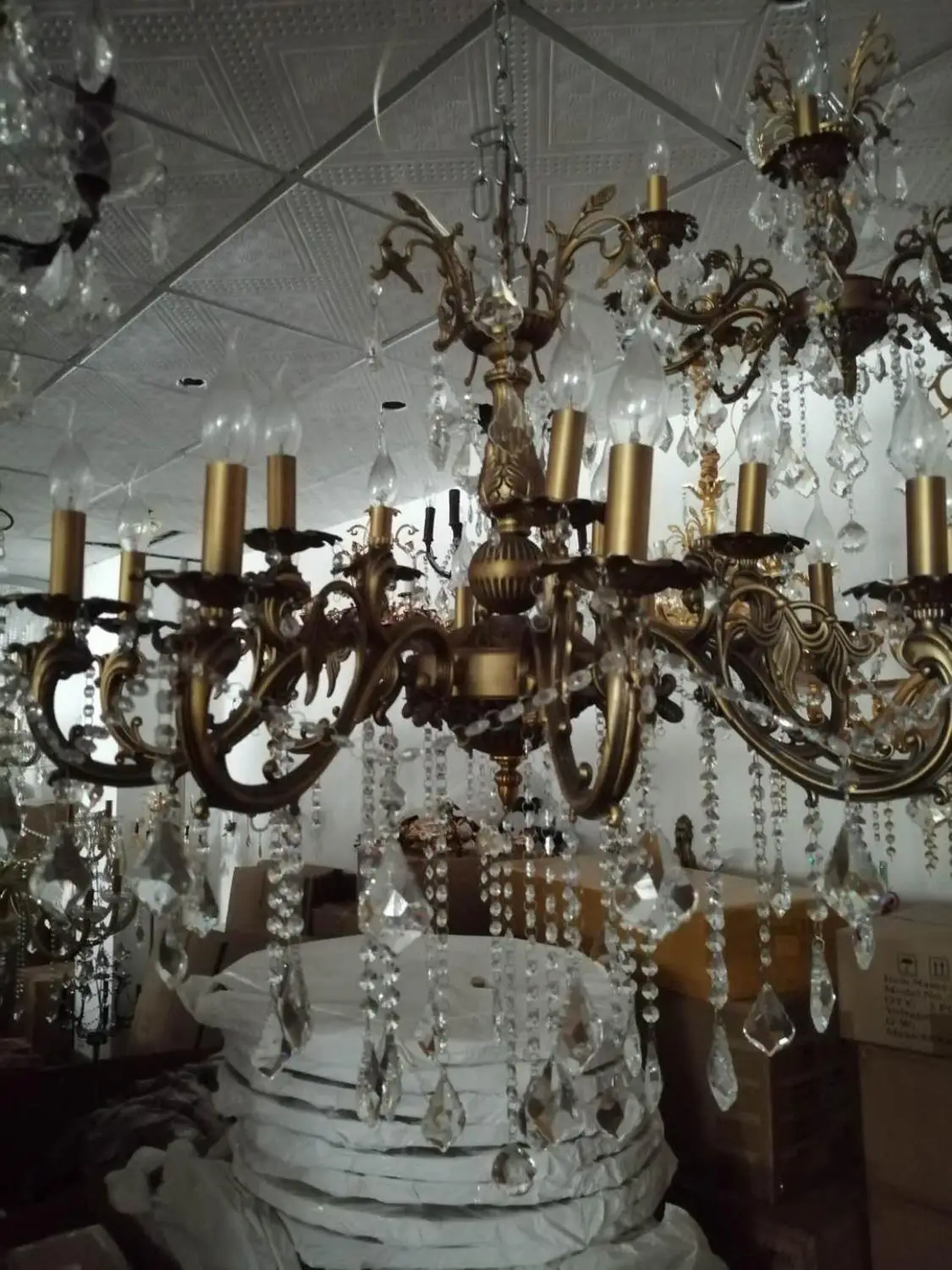 Винтажная латунная люстра современный светильник с бронзовой отделкой