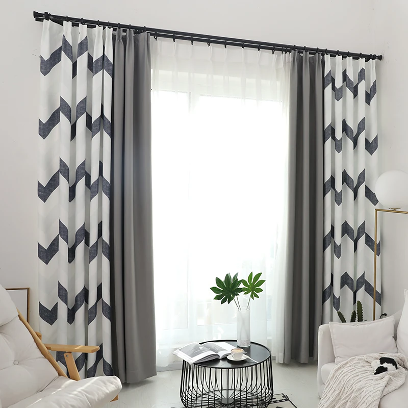 RZCortinas простые европейские шторы в полоску с серыми шторами затемненные для